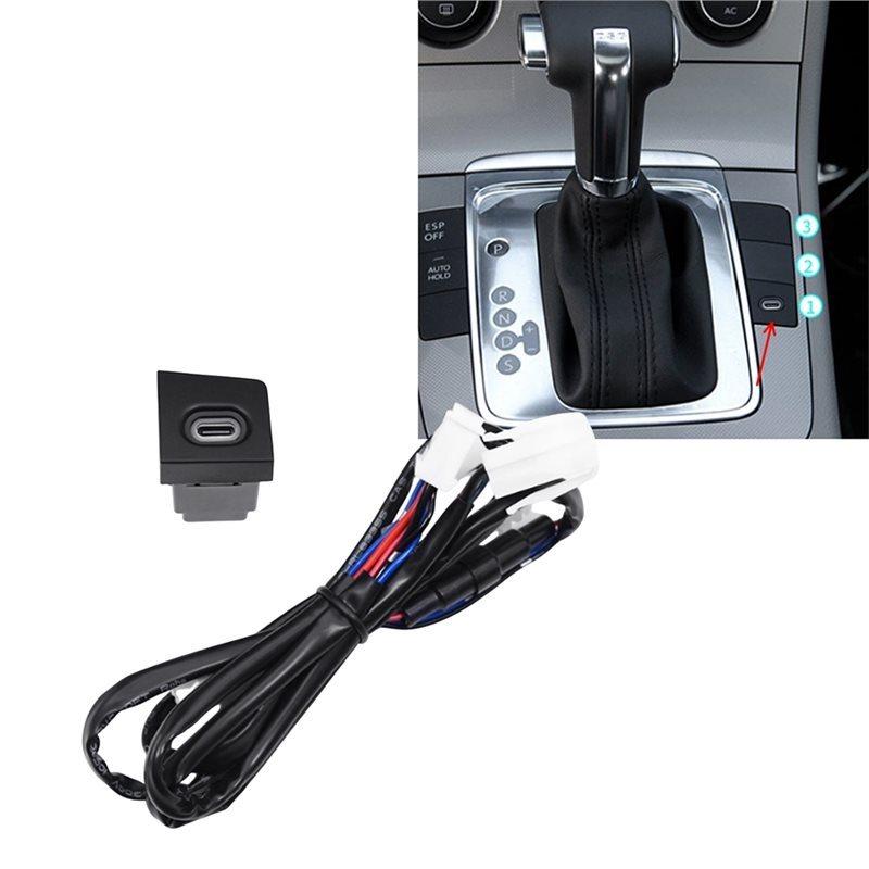 Car TYPE-C PD Fast Socket Phone Charging Outlet Power Adapter For VW Magotan B6 2007-2011