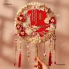 Ancient Style Double Circle Champagne Bride Fan - Handmade Chinese Xiuhe Wedding Fan DIY Material Pack