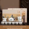 Hongmen National Tide Ceramic Tea Set - Red Lotus & Suet Jade