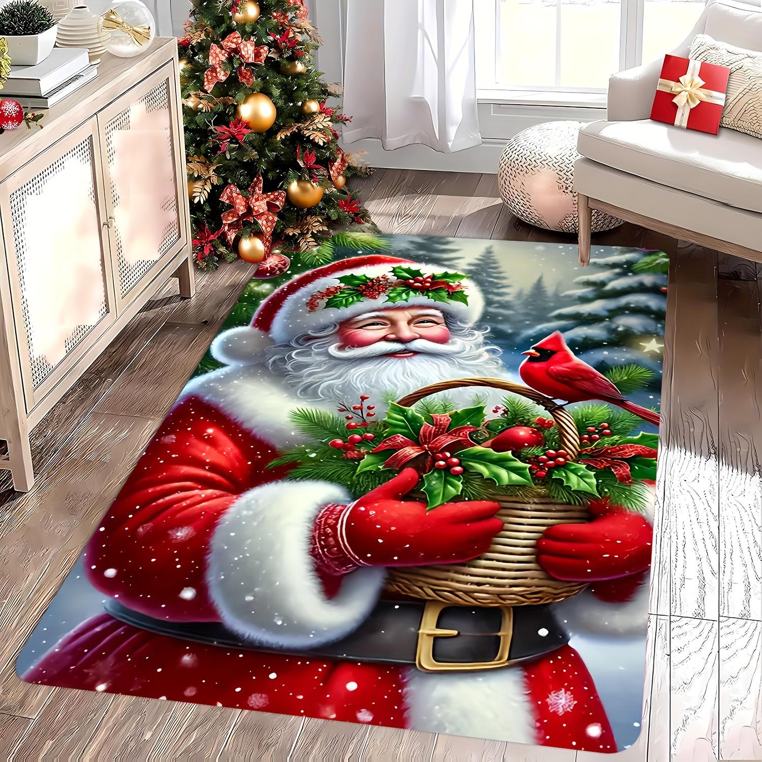 

Santa Claus Gift Print Doormat,Premium Flannel Non-Slip Washable Rug for Indoor Outdoor Living Room Patio Garden Christmas Decor 40x60cm