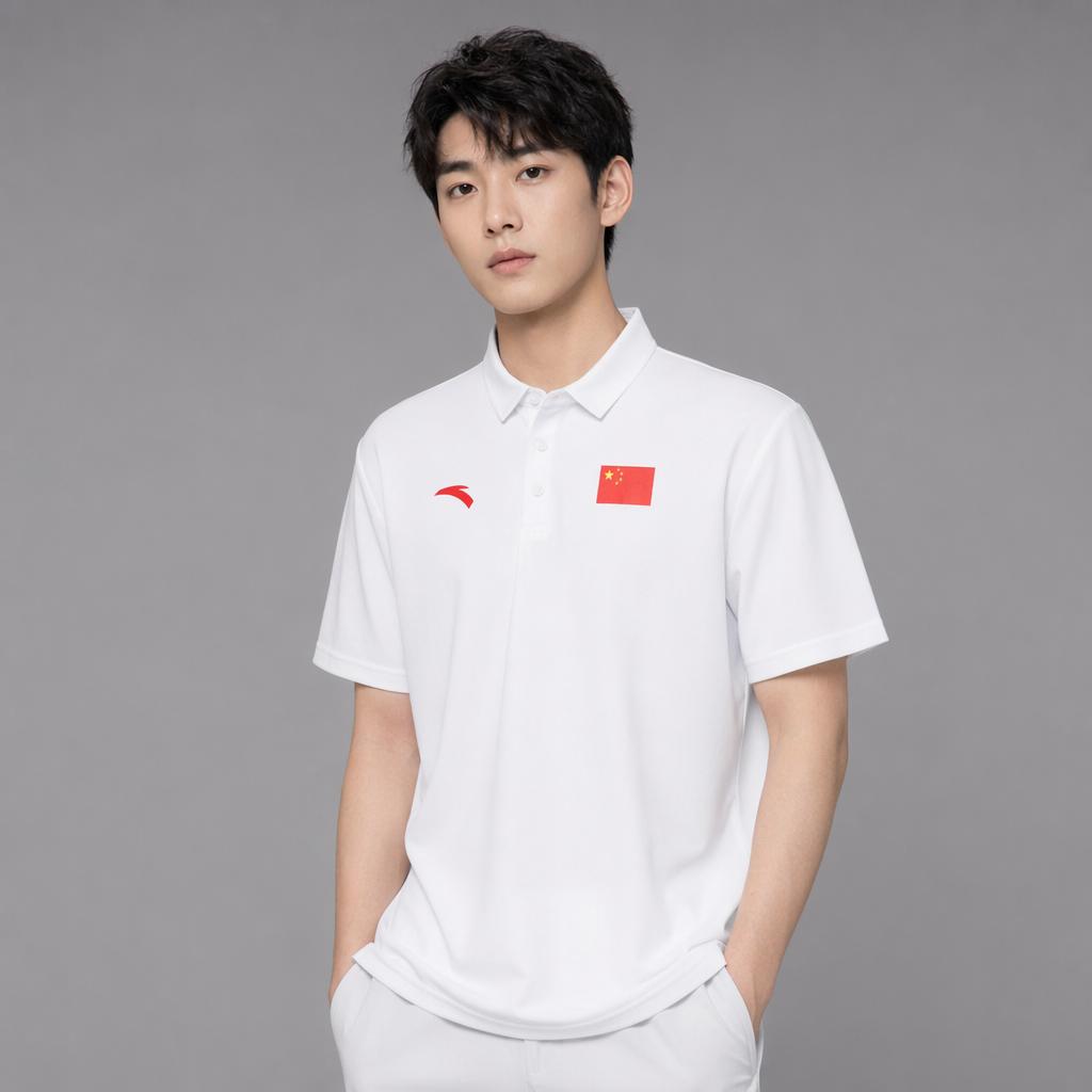 Anta Sports Lifestyle Series Solid Color Breathable Pullover Polo Shirt Unisex Polo Shirts Snow-White 452330103-1