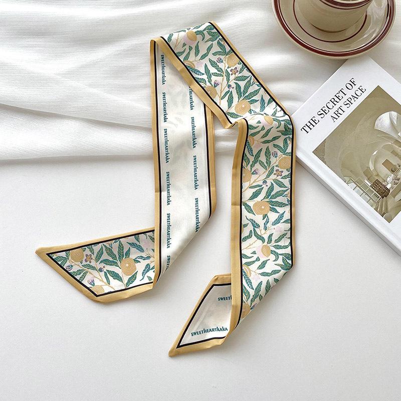 New Luxury Brand Model Small Silk Scarf Women Hair Band Bag Handbag Handle Ribbon Scarf Band Neck Scarves Neckerchief