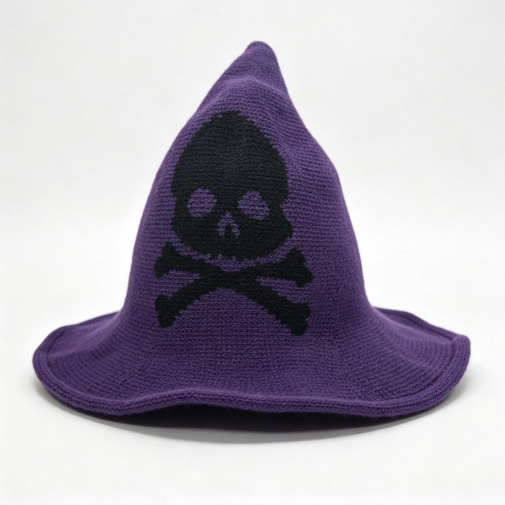 Vintage Witch Hat Halloween Wool Knit Hat Fashion Coseplay Accessories for Women