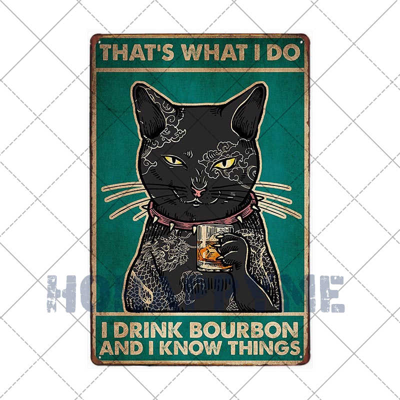 Lustiges Katzen-Vintage-Metallschild, Teller, Dekoration, Hausmalerei, Wohnzimmer, Tierhandlung, Poster, Wand, Retro-Dekor, Kunstplakate, 20 × 30 cm