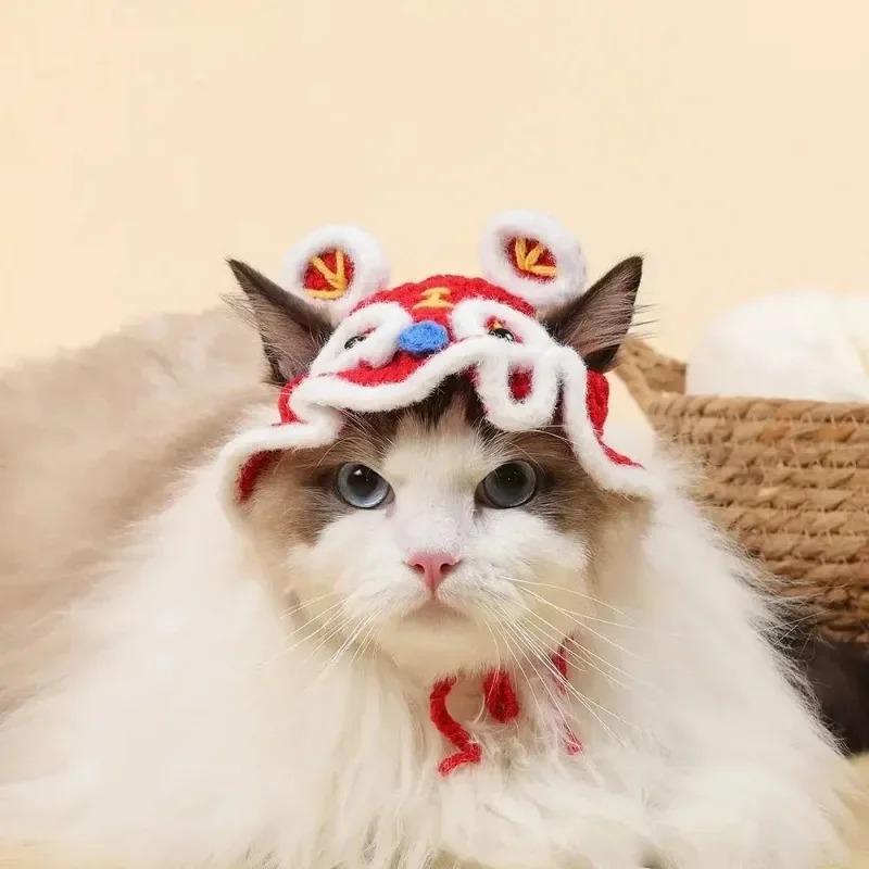 Cappello per gatti autunno inverno Cappello elastico carino raffinato per animali domestici Cuccioli Gattini Cappello lavorato a maglia Party Photo Shoot Puntelli Decorazione Accessori per gatti