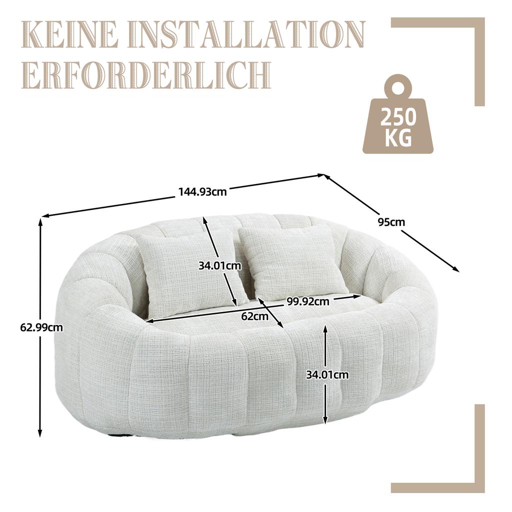 Bean Bag Sofa Lazy Sofa Durable Comfort Lounger High Back Chair for Adults and Children, Indoor & Outdoor, Soft Lounge Chair (Beige Chenille)