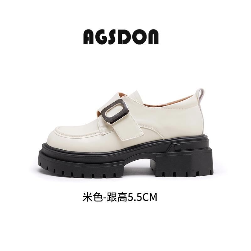 Platform year autumn and winter new retro British college style black jk small leather shoes