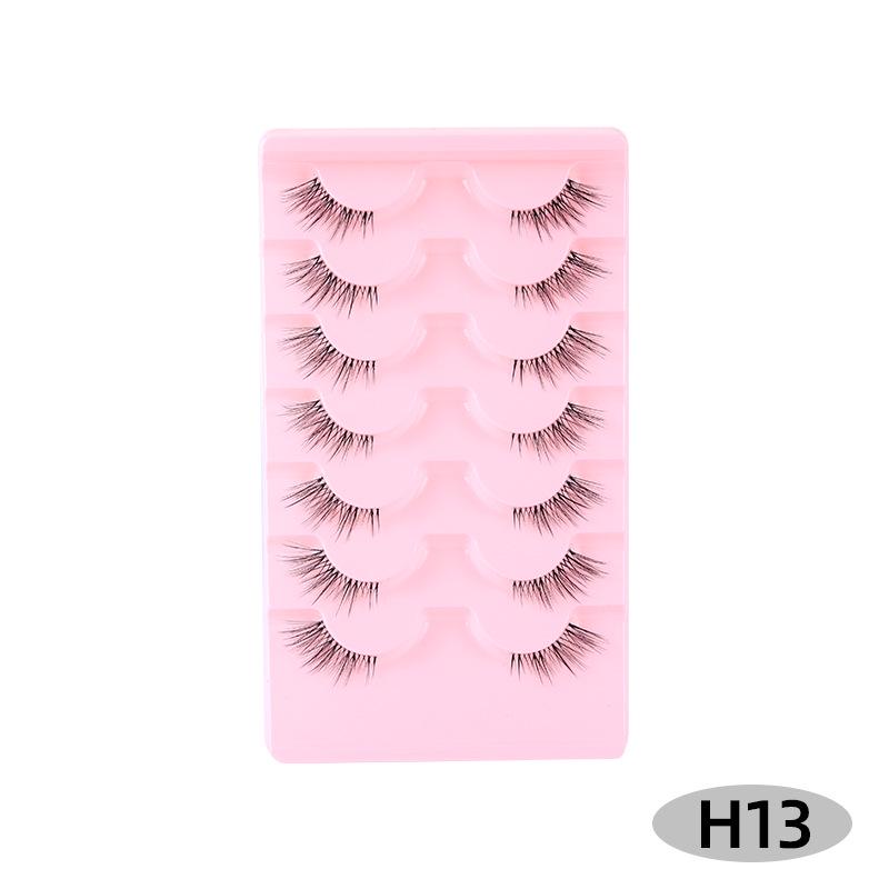 Cross-Border Cat-Eye Clear Band False Eyelashes - Natural, Dense, Half-Length with Extended Eye Tail