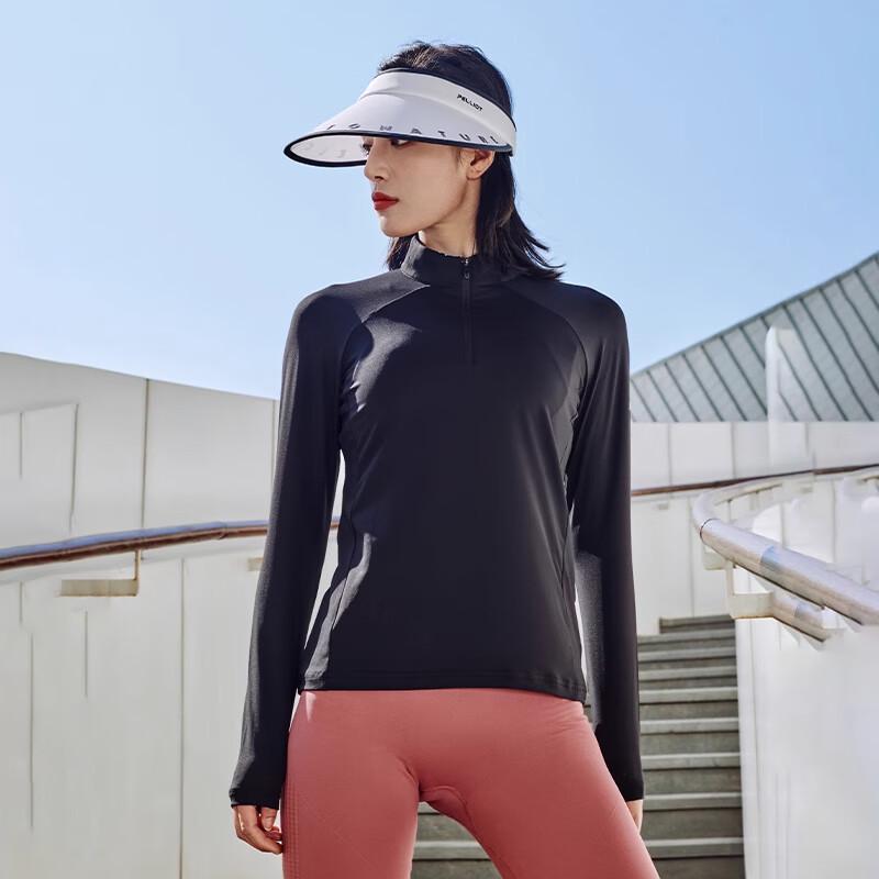 Pelliot Women's Half-Zip Stand-Up Collar Long Sleeve Athletic T-Shirt