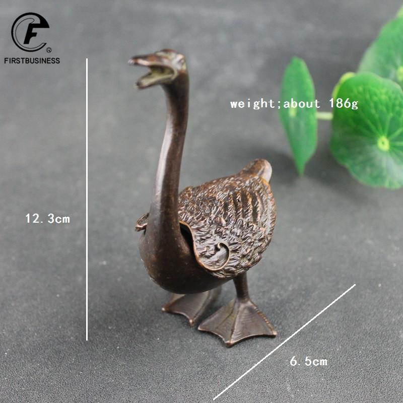 

Antique Copper Goose Small Statue Desktop Ornament Animal Figurine Incense Burner Living Room Home Decoration Crafts Accessories