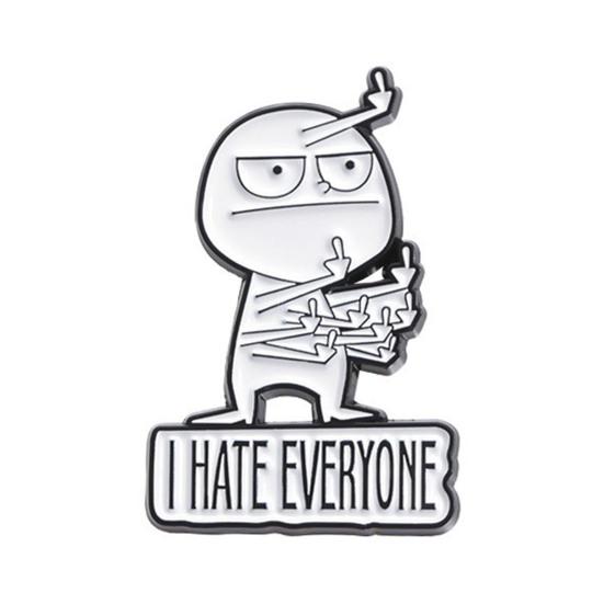 

Брошь унисекс с героями мультфильмов «Презираю, я ненавижу всех», булавка на средний палец, набор «сделай сам», интерактивная булавка для выражения настроения, брошь для мужчин и женщин, сумка для одежды