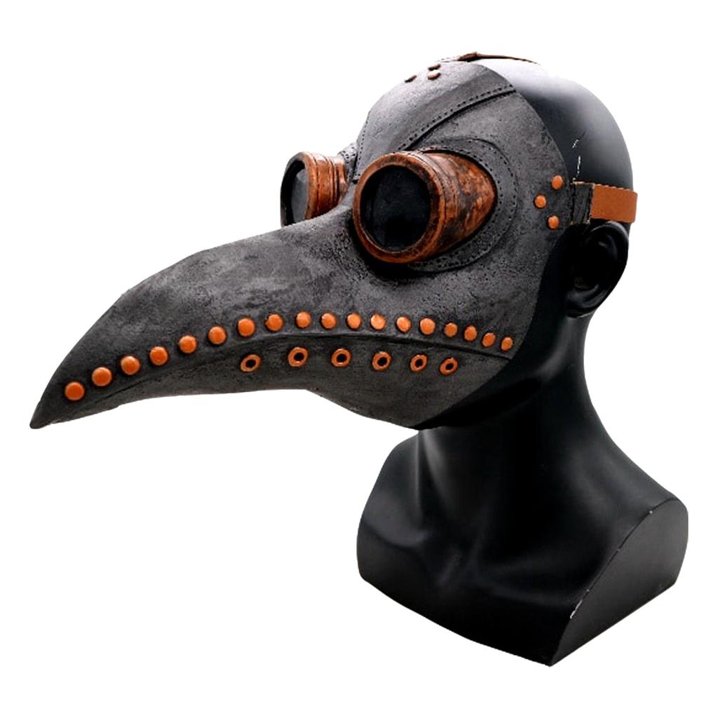 Plague Doctor Bird Face Cover with Long Nose Beak Halloween Costume Props for Men Women Brown Beak