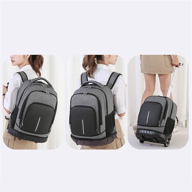 Unisex 18 Inch Wheeled Rolling Backpack for Students Travel Durable Luggage Bag