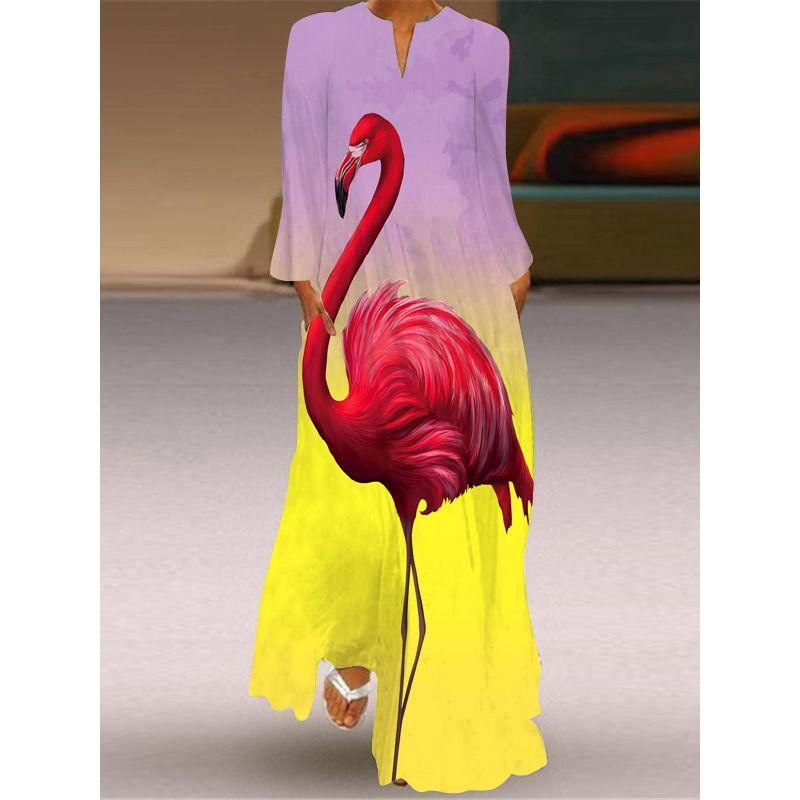 Loose Plus Size Stage Catwalk Photo Long Dress Long Sleeve Dress 2025 New Women Fashion 3D Print Women Clothes