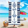 Großes Mikrofaser-Strandtuch, mit nautischem Anker- & Schiffsrad-Print, Sandfrei & Schnelltrocknend, für den Sommerstrand