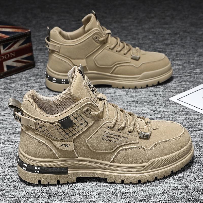 Autumn Men's Shoes New Breathable High-top Tooling Shoes Men's Trend Versatile Non-slip Sports and Leisure Board Shoes Labor Insurance Shoes