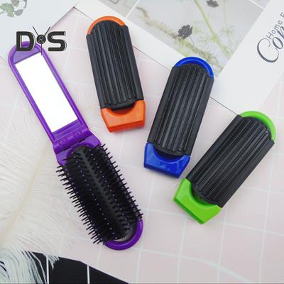 Folding Hair Brush with Mirror Soft Bristles Scalp Massage Portable   Hair Detangling Styling Comb Women Travel Hairdressing Tools Birthday Gift