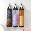 Wall-Mounted Trash Bag Holder Plastic Shopping Bag Storage Magic Net Pocket Kitchen Door Back Storage Organizer Polyester Fiber