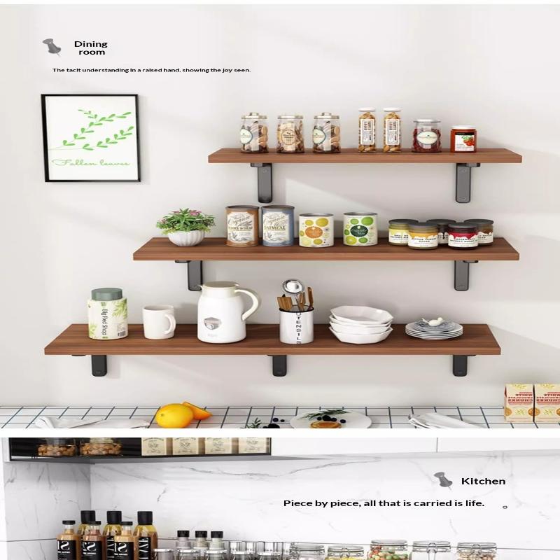 Wall Shelves Floating Wood Water Resistant-Space Saving Storage Display Rack Kitchen Bathroom