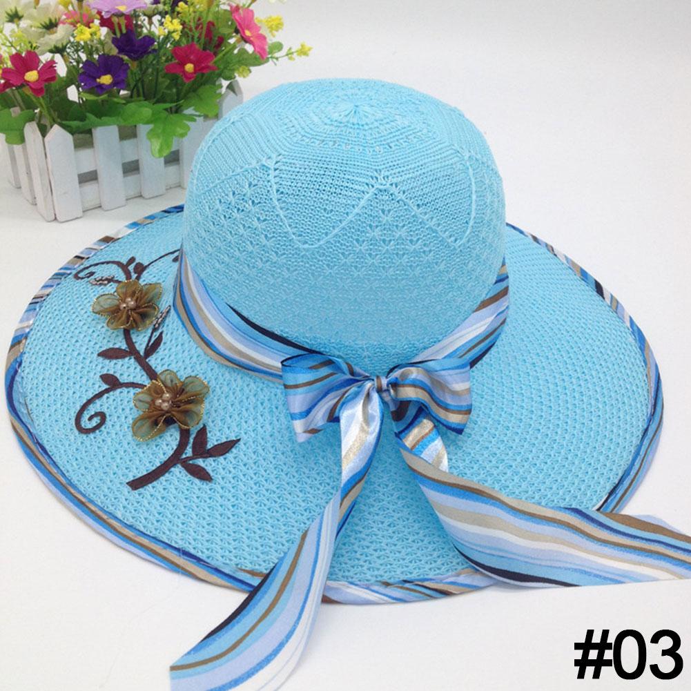 Summer Big Brim Classic Printed Foldable Fashion Knitted Hat Casual Outdoor Beach Women UV Protection