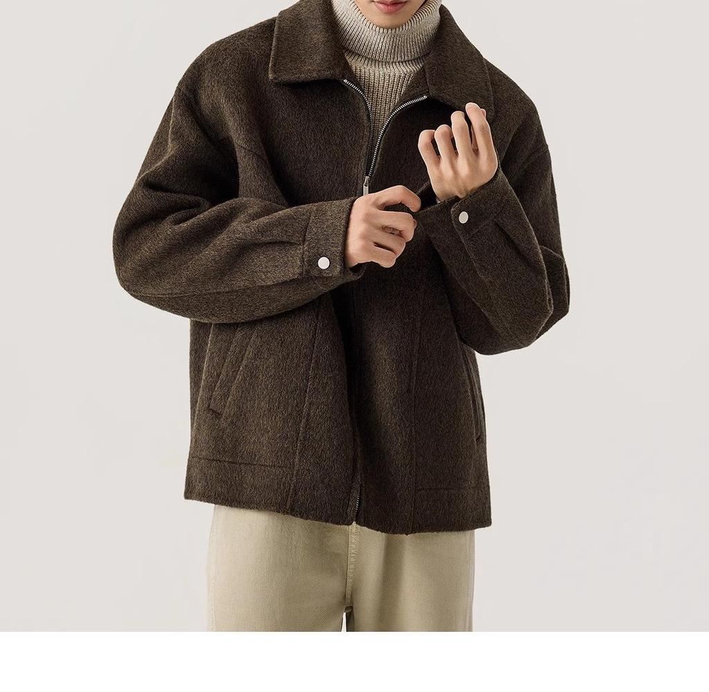 Italian Vintage Style Men's Double-Faced Wool Lapel Coat