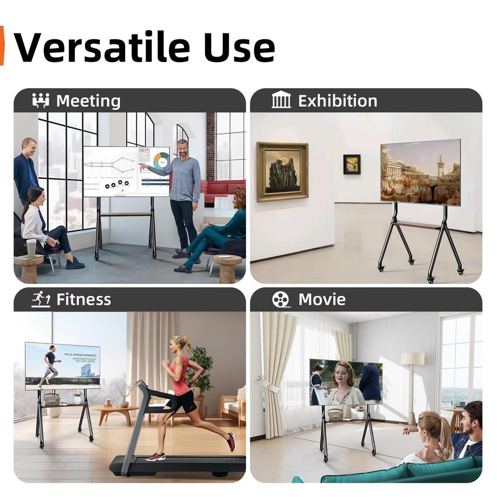 Mobile Rolling TV Stand for 32-65 Inch LCD LED OLED Screens,Portable TV Stand On Wheels,Height Adjustable TV Cart VESA 600*500mm