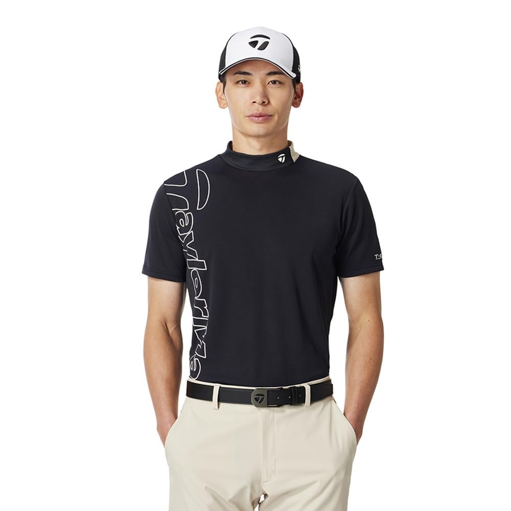 TaylorMade T-ICE Air Logo S/S Mock Black Men's Size M (SS25 UN648)