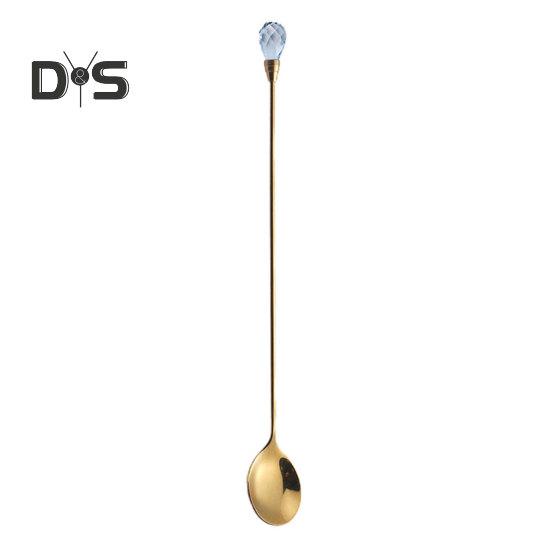 4Pcs Bright Finish Teaspoons Rust-proof Creative Stainless Steel Faux Crystal Spoons