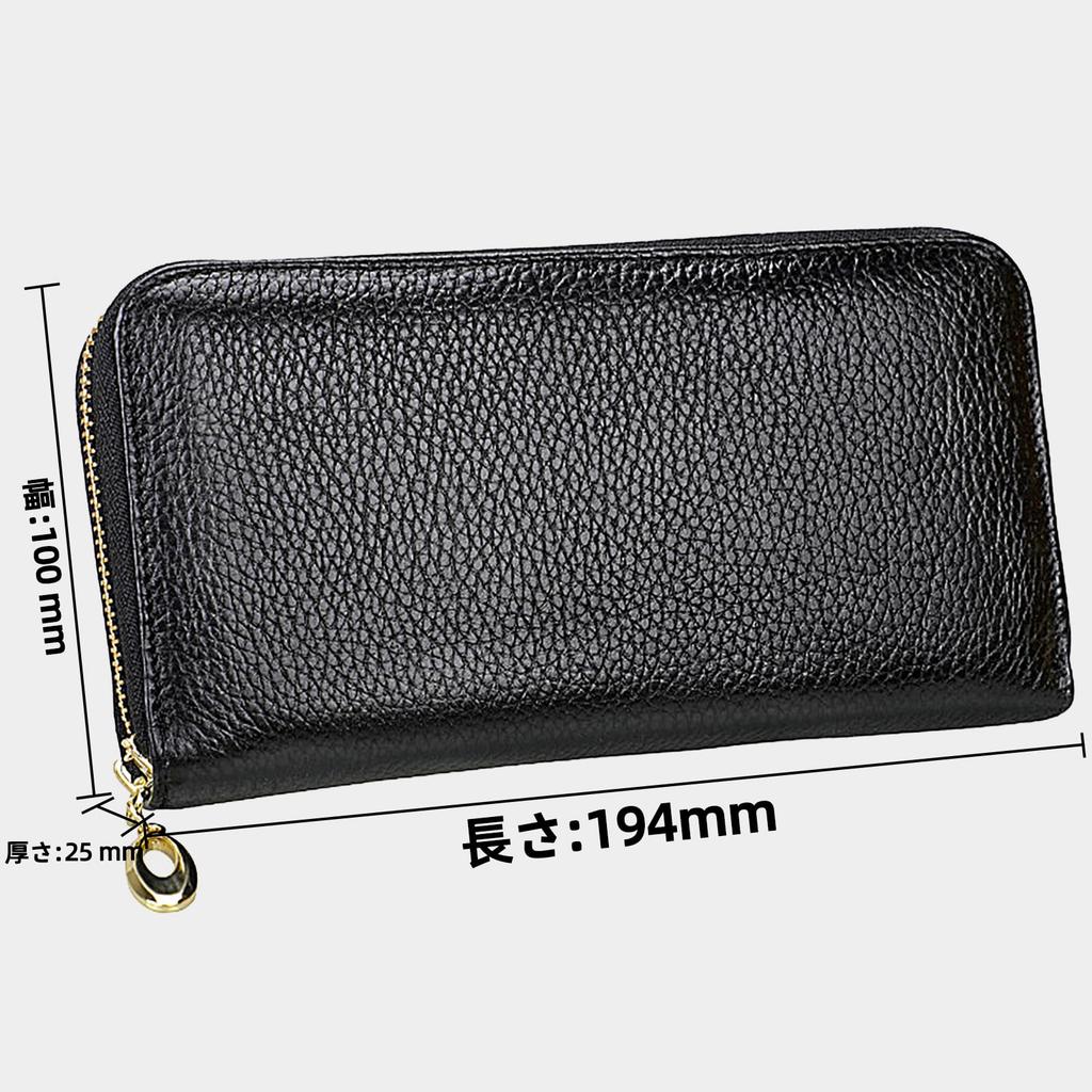 TORIBIO Long Popular Wallet with Lychee Genuine Holds 8 Coin Large Cute Card Metal Zipper Women's Wallet, Accordion-Style Tri-Fold Leather, Leather,