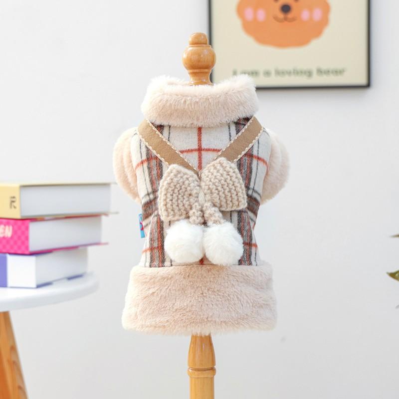PETCIRCLE Pet Dog Cat Clothes Cute Small Winter Fall Fleece Vest With Pom Poms Bow