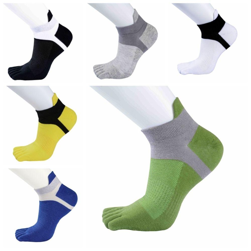 Patchwork Five Finger Sports Socks Cotton Running Hosiery Men's Five Toe Socks  Spring/Summer