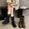 Maillard retro mellemlange vestlige cowboy støvler efterår og vinter ny bælte spænde tyk hæl snørebånd Martin støvler