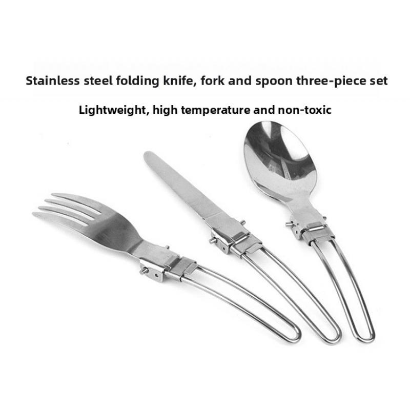 Camping Cutlery, 3 in 1 Folding Knife Fork Spoon Stainless Steel Portable Ultralight 3-Piece Outdoor Picnic Travel Kit