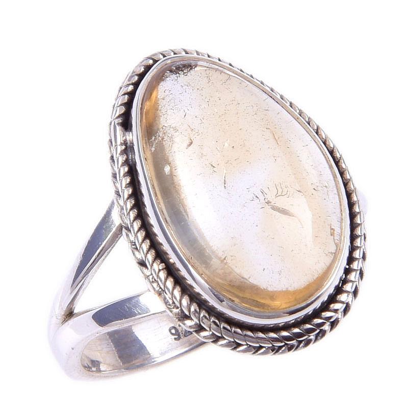 Natural Citrine Gemstone Handmade 925 Solid Sterling Silver Ring Size 7 n9R36