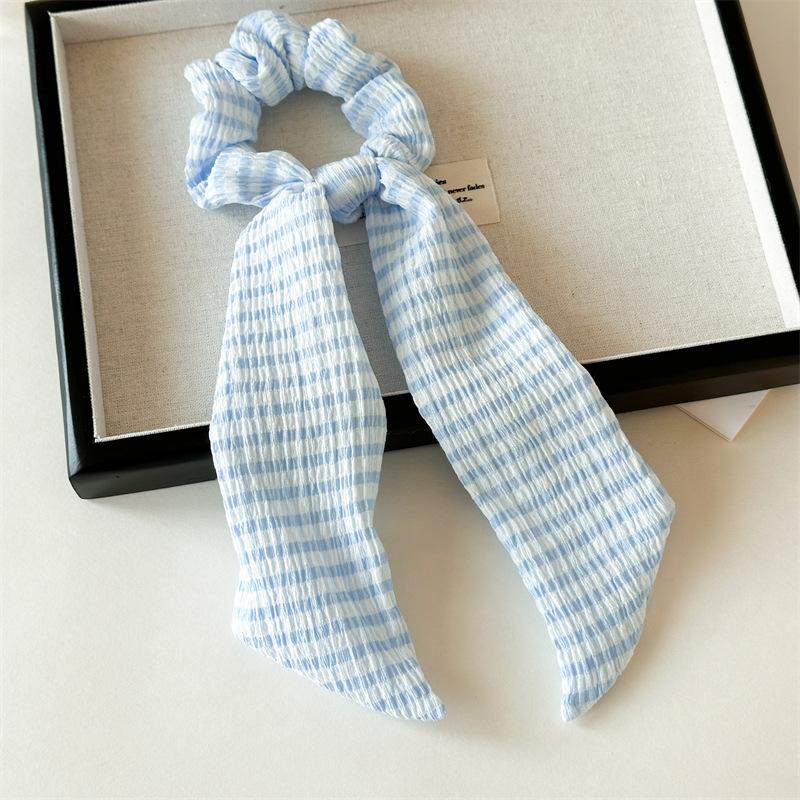 

Bows and Ribbons for Ponytail Hairbands, Women s Knotted Hair Bun Hair Ties, Braid Hair Ribbons, Knitted Hair Clips Light blue stripes