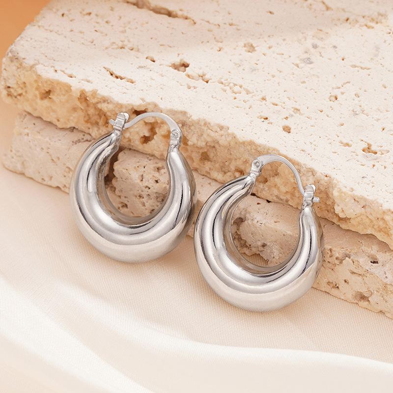 Thick Hoop Earrings, Women's Minimalist Thick Hoop, Daily Basic Jewelry Gifts