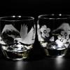 Kobo Edo Kiriko Sake Glasses Pair with Mount Crane Cherry Blossom Design Gift Box Included Made in Japan [Taimuro Official] Fuji, &