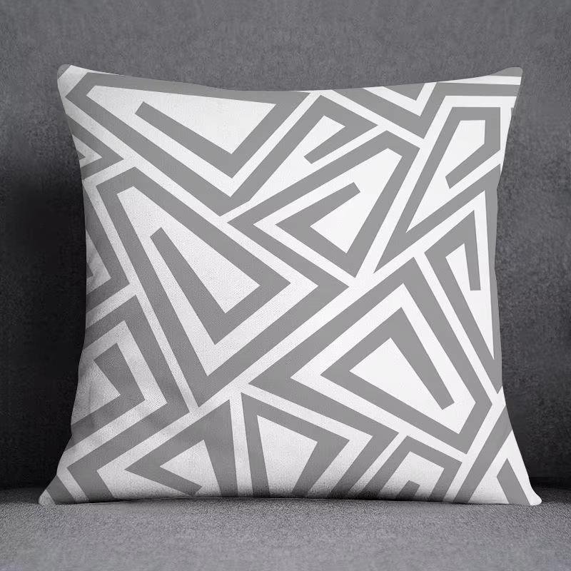 Double Sided Geometric Pillow Cover Minimalist Theme Party Decoration with Gray White Design for Modern Events