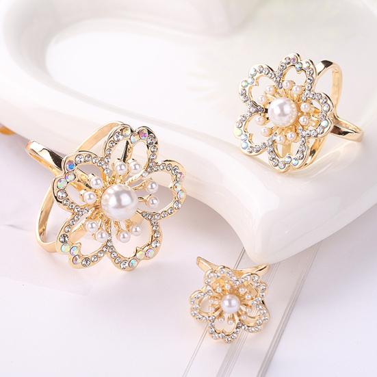 3Pcs/Set Flower Scarf Ring Elegant Silk Scarf Rings Rhinestone Scarf Clip Rings for Women Neckerchiefs Shawls
