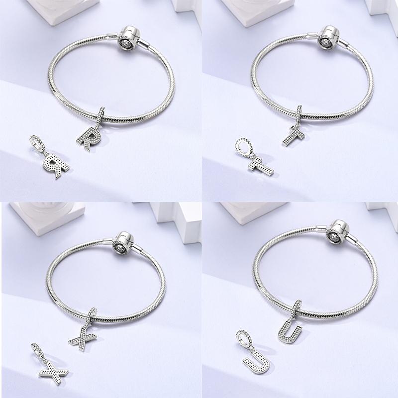 Classic Copper 26 Letters A-Z Alphabet Charms Beads Fit Original Bracelet Bangle Necklace Dangle Women Jewelry Gift