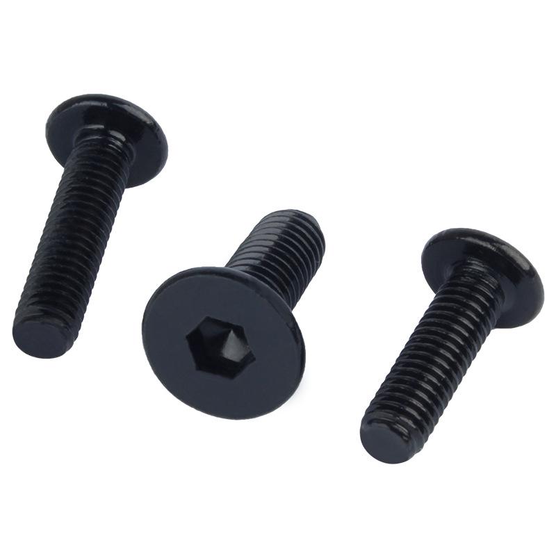 Śruby z łbem płaskim i gniazdem sześciokątnym ze stali nierdzewnej 304, ocynkowane na czarno, M2-M8