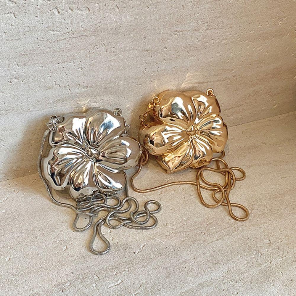 Acrylic Banquet Chain Bag Silver Funny Party Bag Mini Bright Flower Shoulder Bag Gift