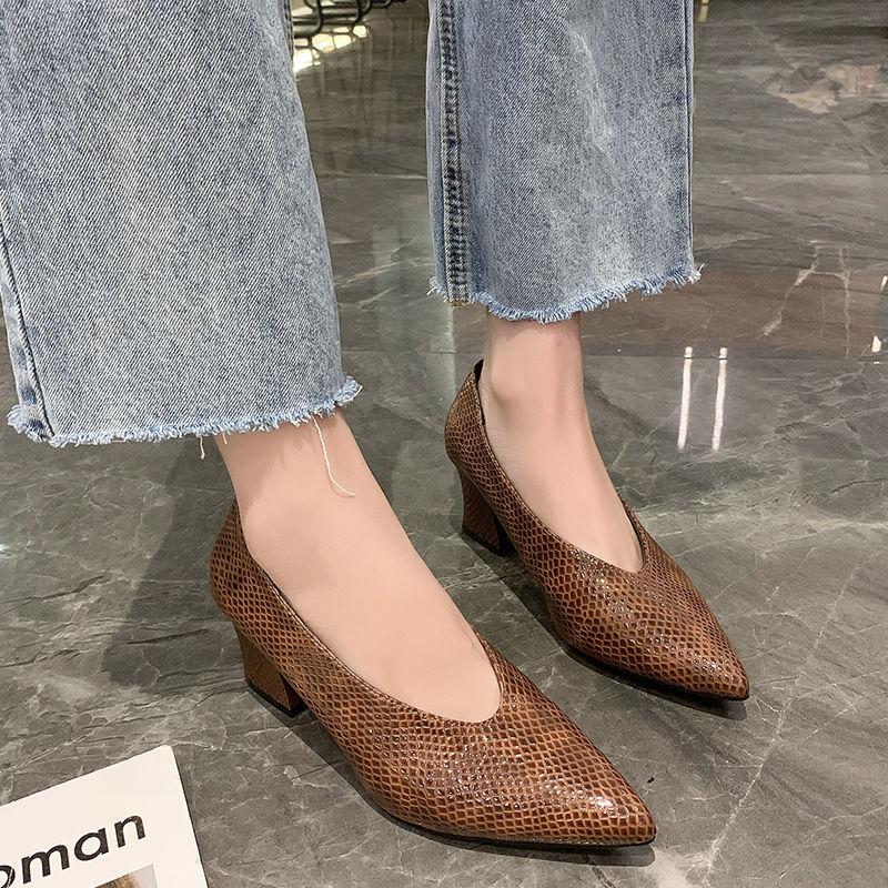 Chaussures à Talons Hauts à Bout Pointu à Carreaux Noirs pour Femmes Chic Élégant Tendance 2025 Y2k Confortables Printemps et Automne Escarpins Femme de Bureau