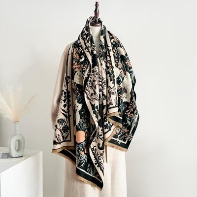 New Cute Cat Scarf Women's Autumn and Winter Velvet Thickened Imitation Cashmere Shawl with Warm Scarf Women