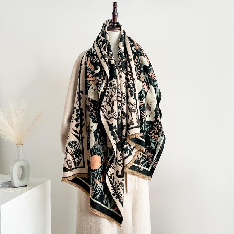 New cute cat scarf women's autumn and winter velvet thickened imitation cashmere shawl with warm scarf women