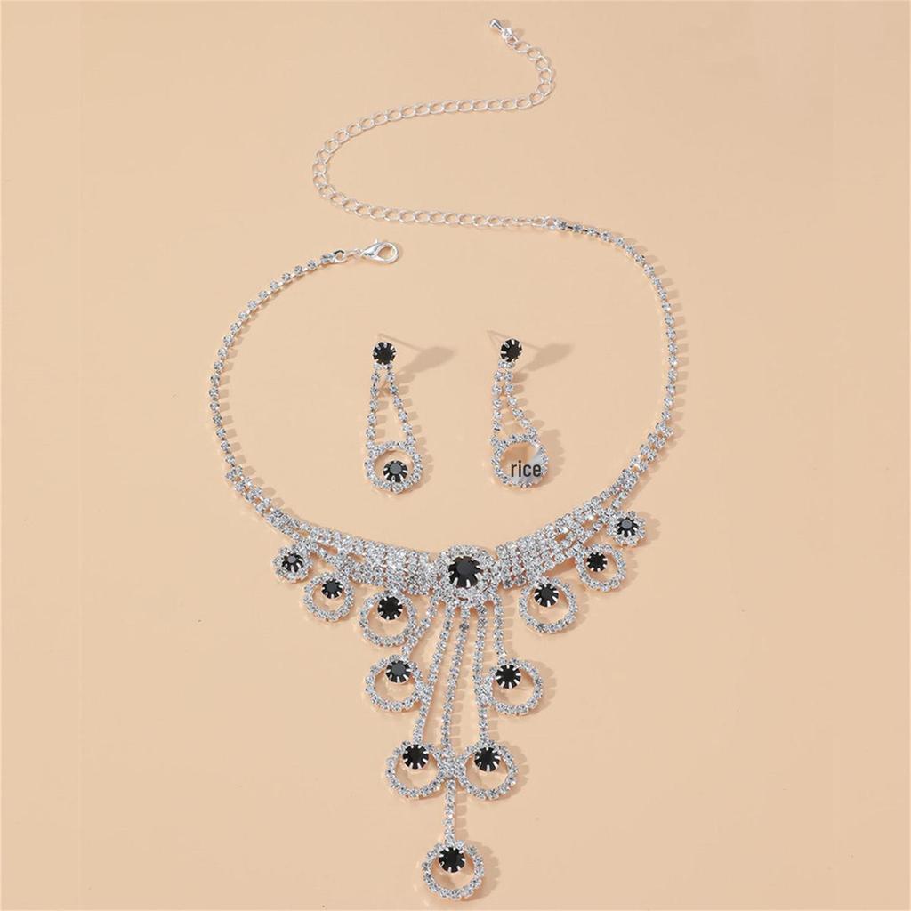 Luxury Rhinestone Necklace & Earring Bridal Set - High-End Wedding Jewelry Accessories