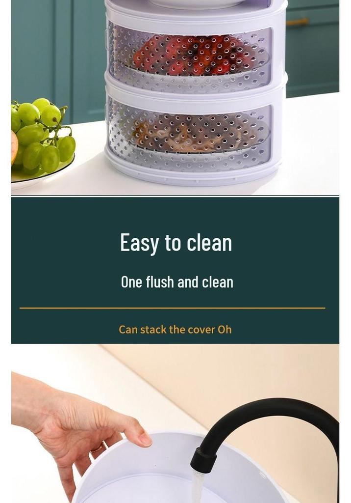 Breathable Insect-Proof Kitchen Storage Rack with Thickened Vegetable Cover and Overnight Dish Insulation