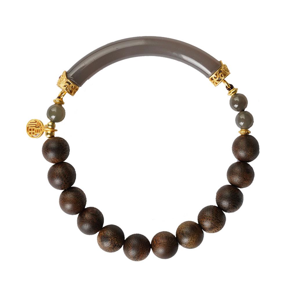 Handmade Nha Trang Purple Qinan Agarwood Bracelet - Natural Texture & Scent