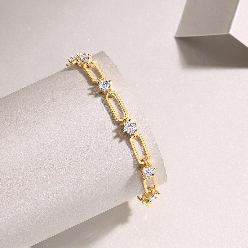 925 Silver Moissanite Bracelet Bracelet Women'S Premium Ins Wind Gold Chain Hand Jewelry