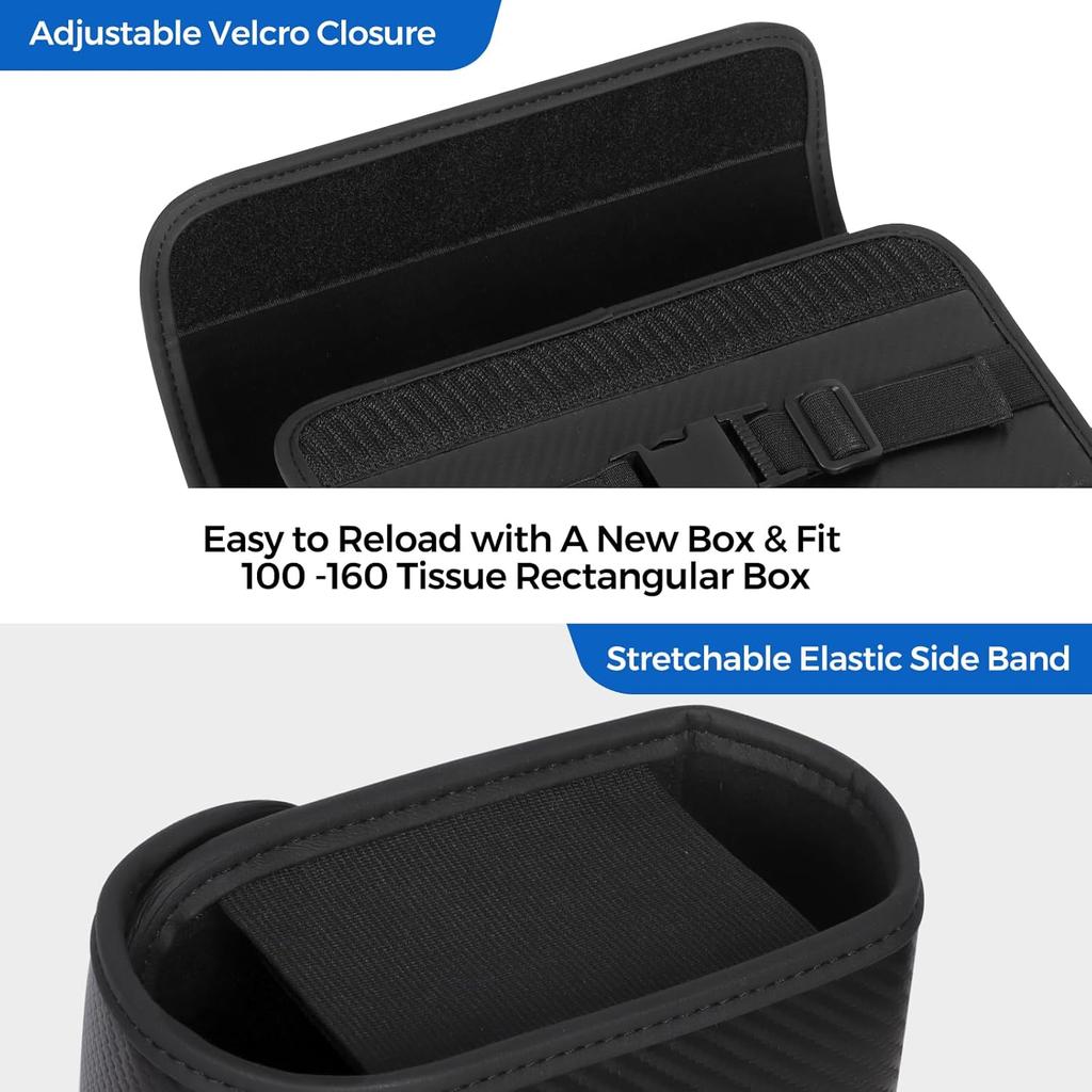 Upgraded Car Tissue Holder Premium PU Leather Tissue Box Cover Keep Tidy Backseat Rectangular Napkin Holder For Car Fits For 100-160 Regular Size